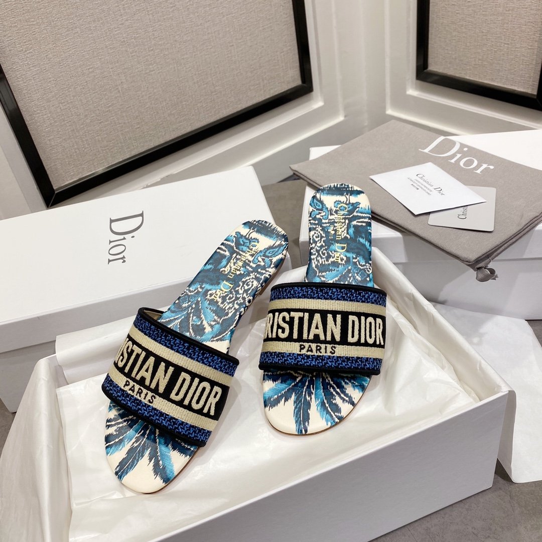 [DIOR] DWAY 자수 코튼 뮬