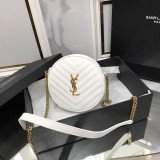 [YSL] 610436 화이트 바이닐 VINYLE 브론즈 메탈 라운드 카메라백