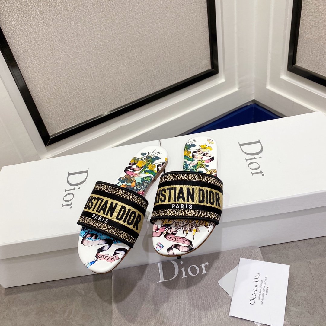 [DIOR] DWAY 자수 코튼 뮬