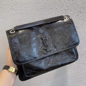 [YSL/SA급] 정품가죽 크링클드 퀼티드 가죽 라지 니키 체인백