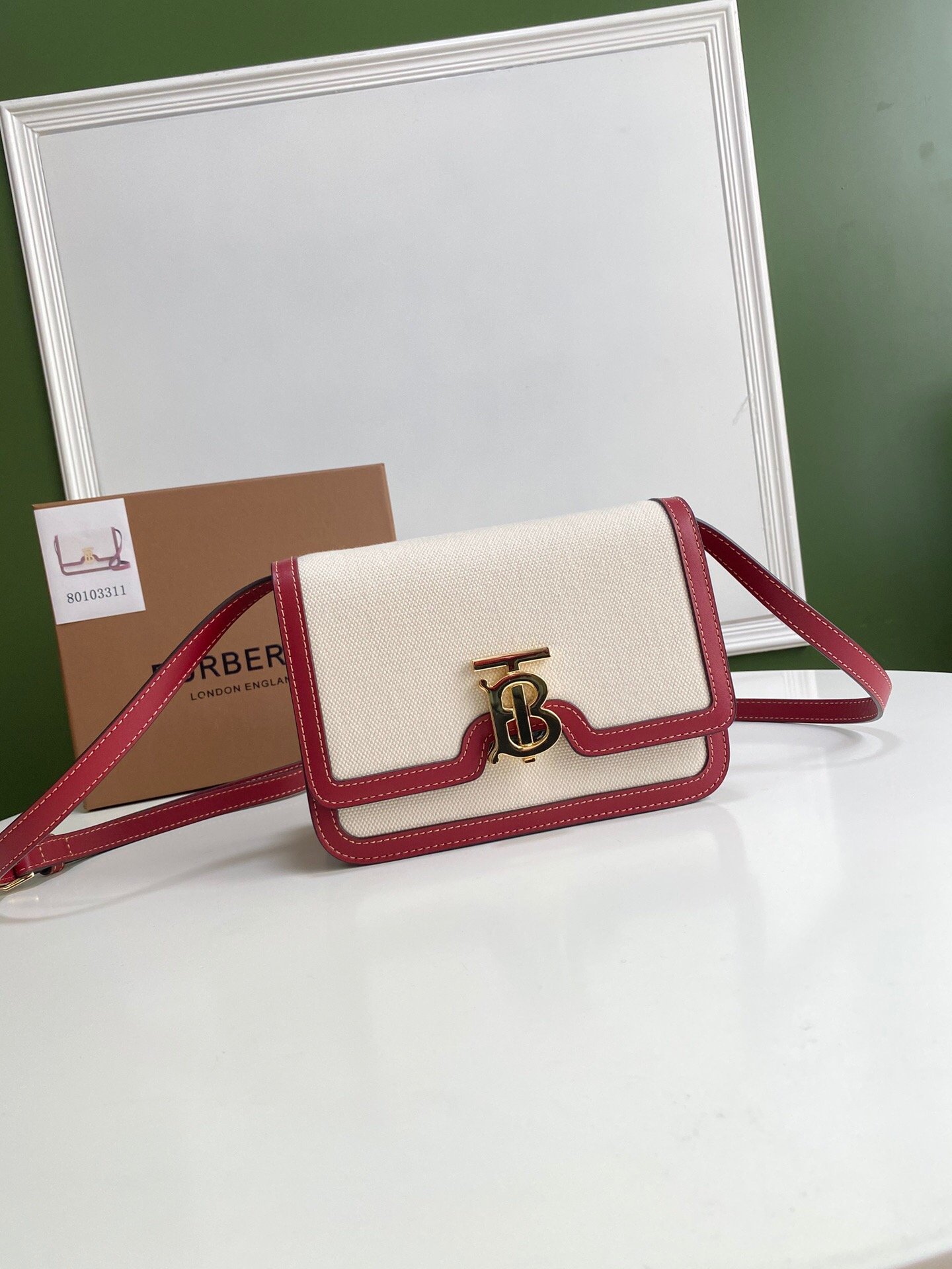 [Burberry] 캔버스 레더 TB백