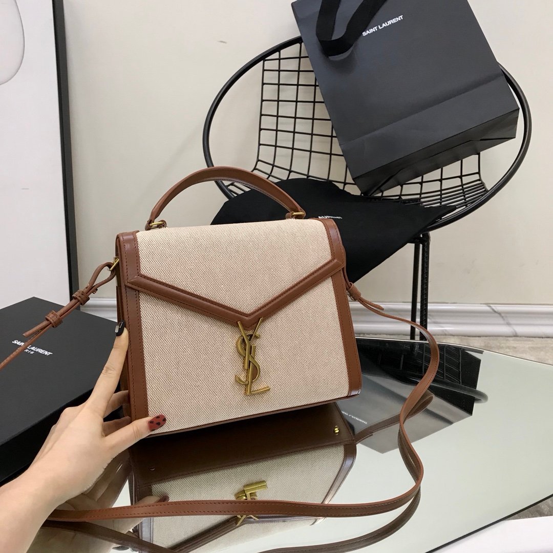 [YSL] 코튼 캔버스 카산드라 미디엄 탑 핸들 백