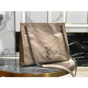 [YSL] 크링클드 퀼티드 가죽 미디움 니키 쇼핑백