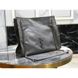 [YSL] 크링클드 퀼티드 가죽 미디움 니키 쇼핑백