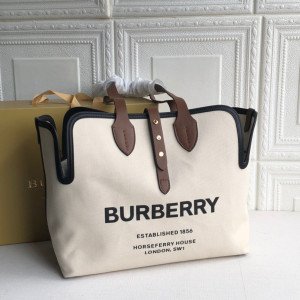 [BURBERRY] 코튼 캔버스 미듐 벨트 토트백