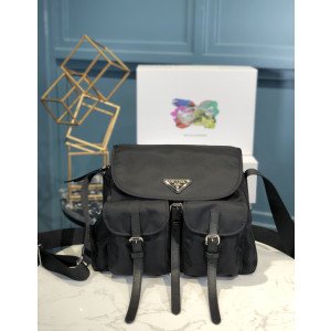 [PRADA] 사피아노 가죽 트리밍 나일론 숄더백