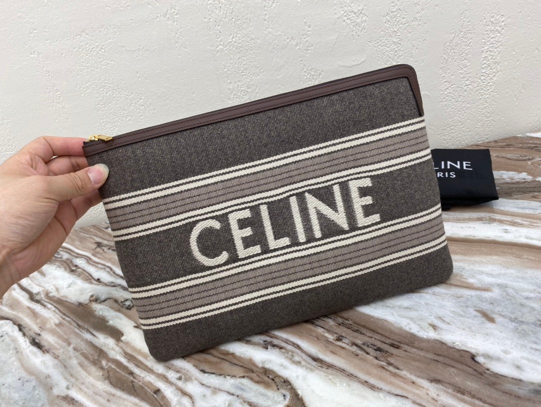[CELINE] 라지 스트라이프 자카드 파우치
