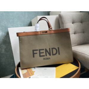 [FENDI] 피카부 X-tote 자수 그린 캔버스