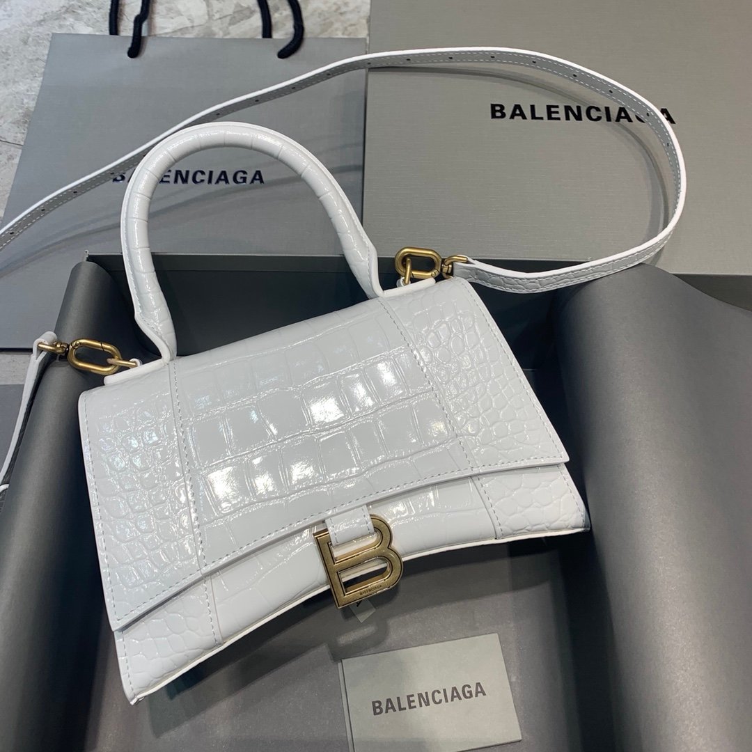 [BALENCIAGA] 크로커다일 엠보스 아워글래스 스몰 탑핸들 백 - 전색상(상세 설명 확인)