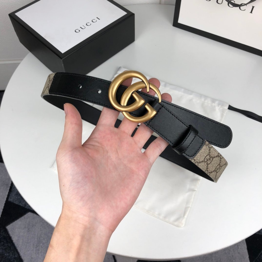 [GUCCI] 더블 G 버클 GG 벨트 수프림