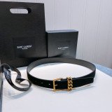 [YSL] 입생로랑 스퀘어 버클 체인 루프 내로우 벨트