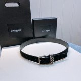 [YSL] 입생로랑 스퀘어 버클 체인 루프 내로우 벨트