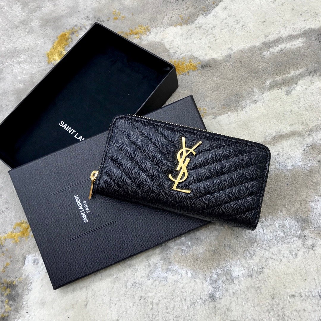 [YSL] 모노그램 지퍼 어라운드 지갑