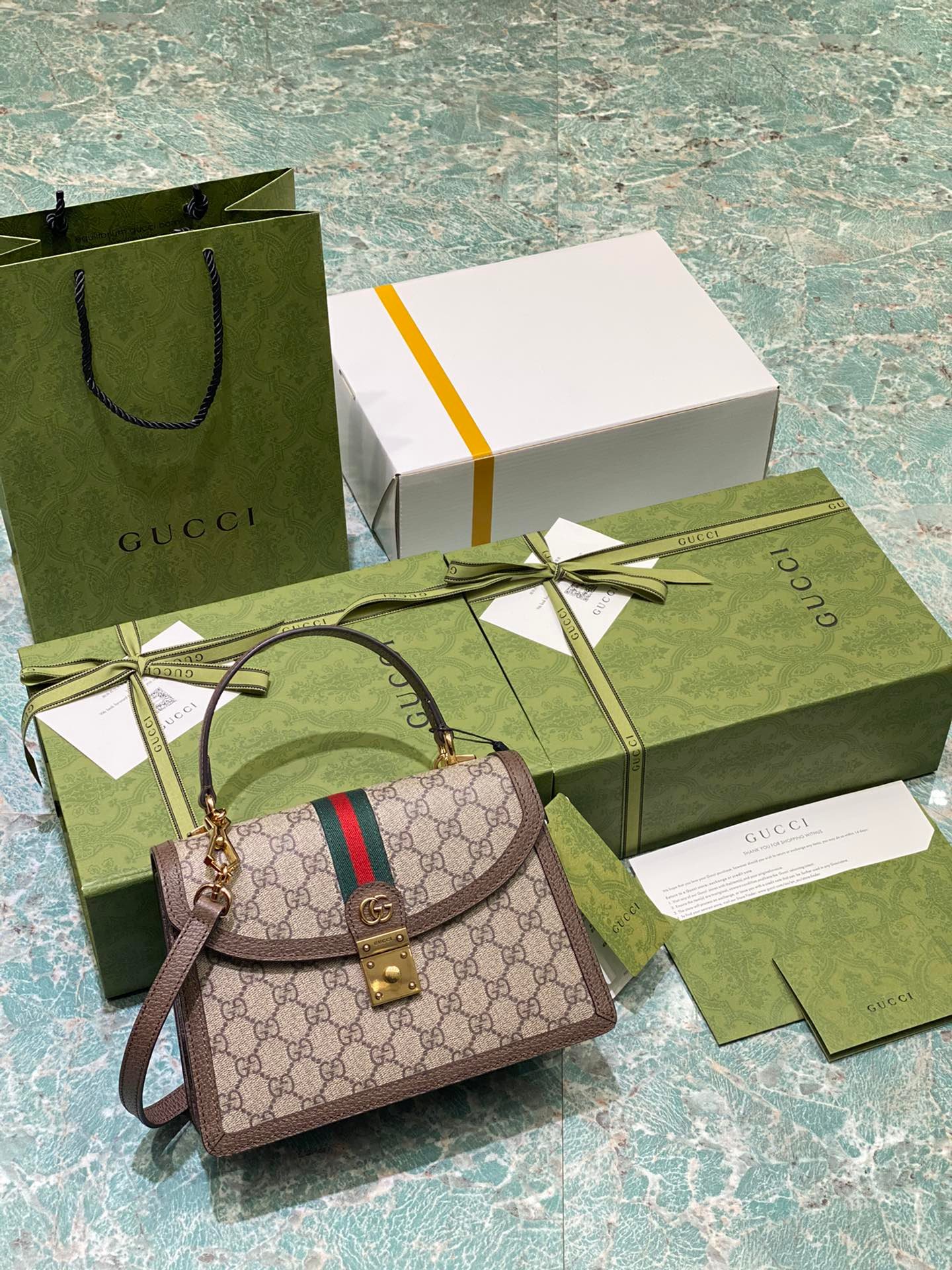 [GUCCI] 구찌 오피디아 웹 디테일 스몰 탑핸들백