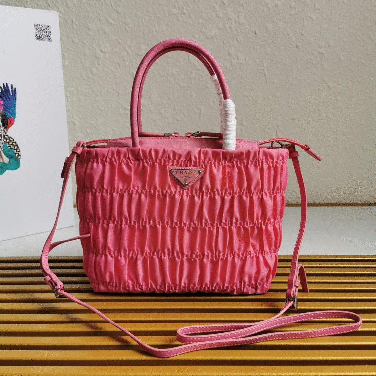 [PRADA] 프라다 고프레 테수토 투웨이 토트백-핑크,블랙