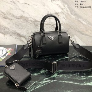 [PRADA/블랙프레임] 프라다 사피아노 가죽 탑핸들백