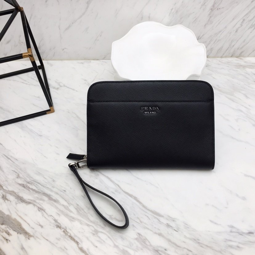 [PRADA/블랙프레임] 프라다 사피아노 레더 파우치백