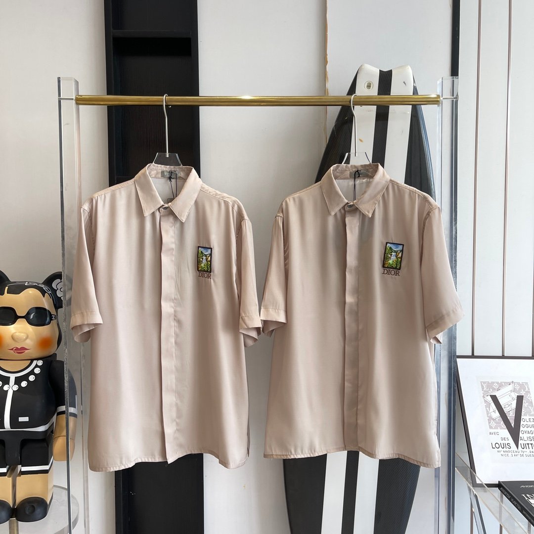 [DIOR] 디올 DIOR & JACK KEROUAC 실크 반소매 셔츠 - 캠벨