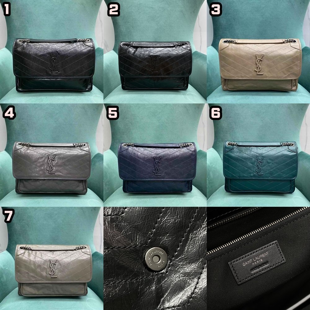 [YSL/석류] 크링클드 퀼티드 가죽 라지 니키 체인백