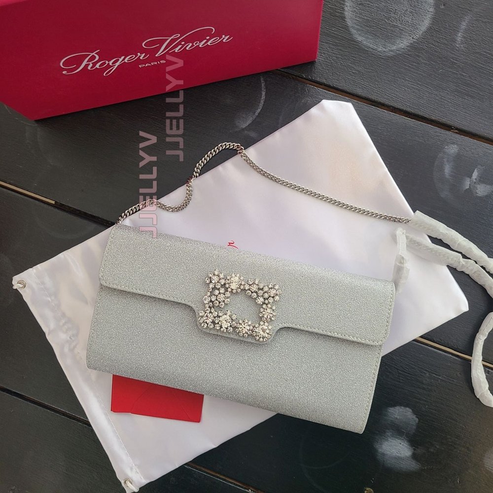 [rogervivier/SA급] 플라워 스트라스 버클 클러치 체인백 -당일배송