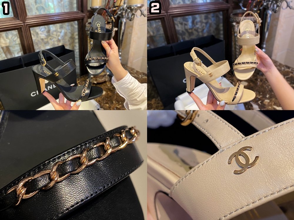 [CHANEL/GD(해피)] 샤넬 체인장식 샌들힐