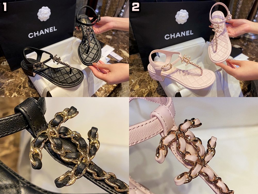 [CHANEL/GD(해피)] 샤넬 CC로고 체인 플립플랍 쪼리 샌들